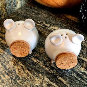 Crate&Barrel Ceramic Pig Salt and Pepper Shaker Set